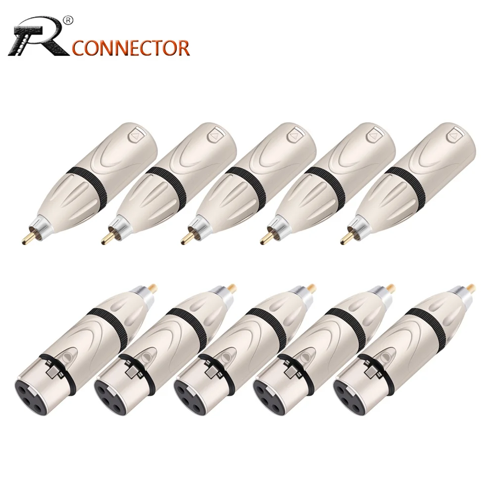 10 шт. XLR 3-контактный штекер/гнездо штекер к RCA штекер аудио кабель адаптер преобразователь Аудио соединитель разъем для усилителя микрофона