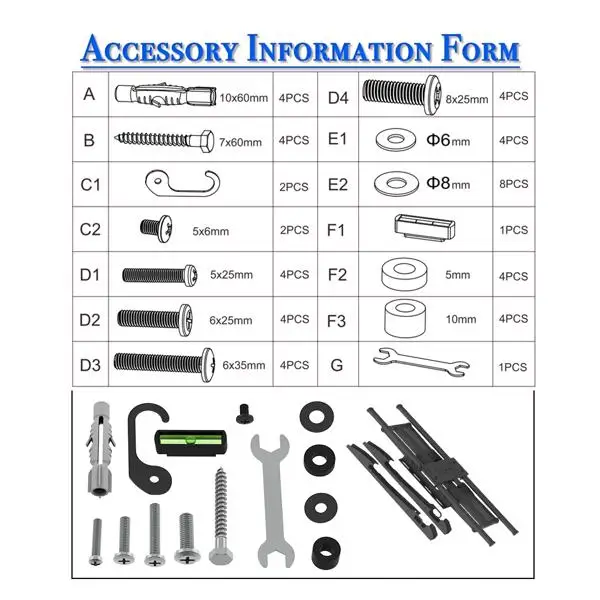 TMDS-106 最大VES 400x600mm 壁挂电视架 60kg 可调节角度 5° 40~75 inch电视 黑色-34