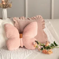 Butterfly Pillow Throwing Pad Short Plush Cushion Cute Girl Pink Toy for Bedroom Sofa Home Decoration Home Textile Cushion 2