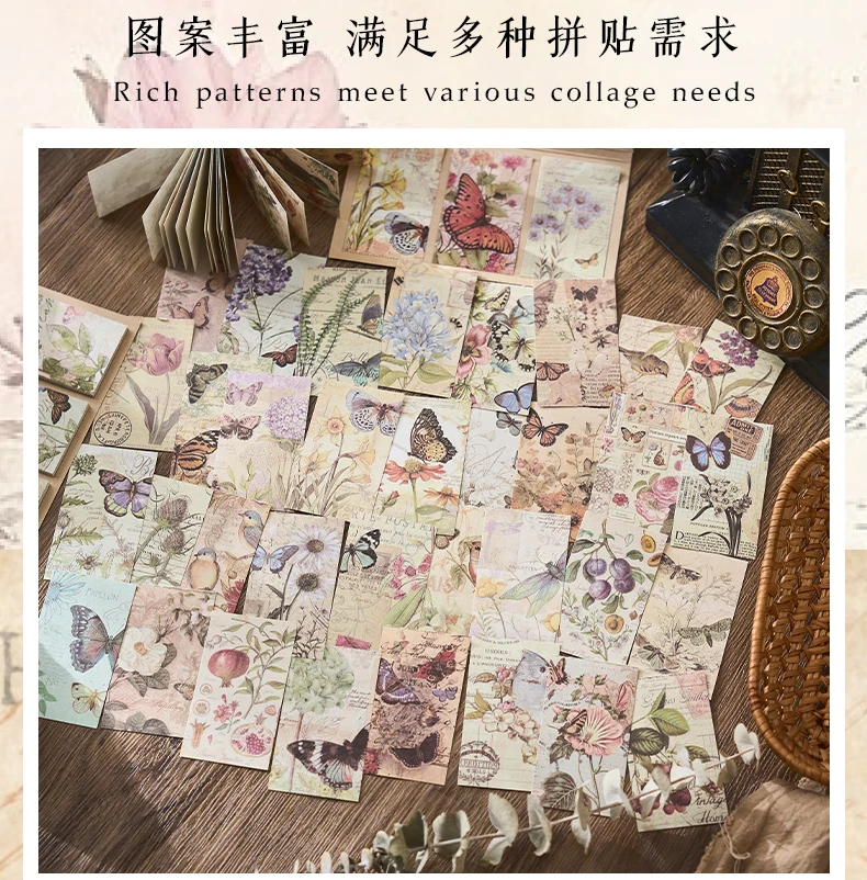 60 teile/paket Vintage Materialien Buch Sammelalbum Materialien DIY Fotoalbum Collage Journalling Kreative Schreibwaren Hintergrund papier – Detail 7
