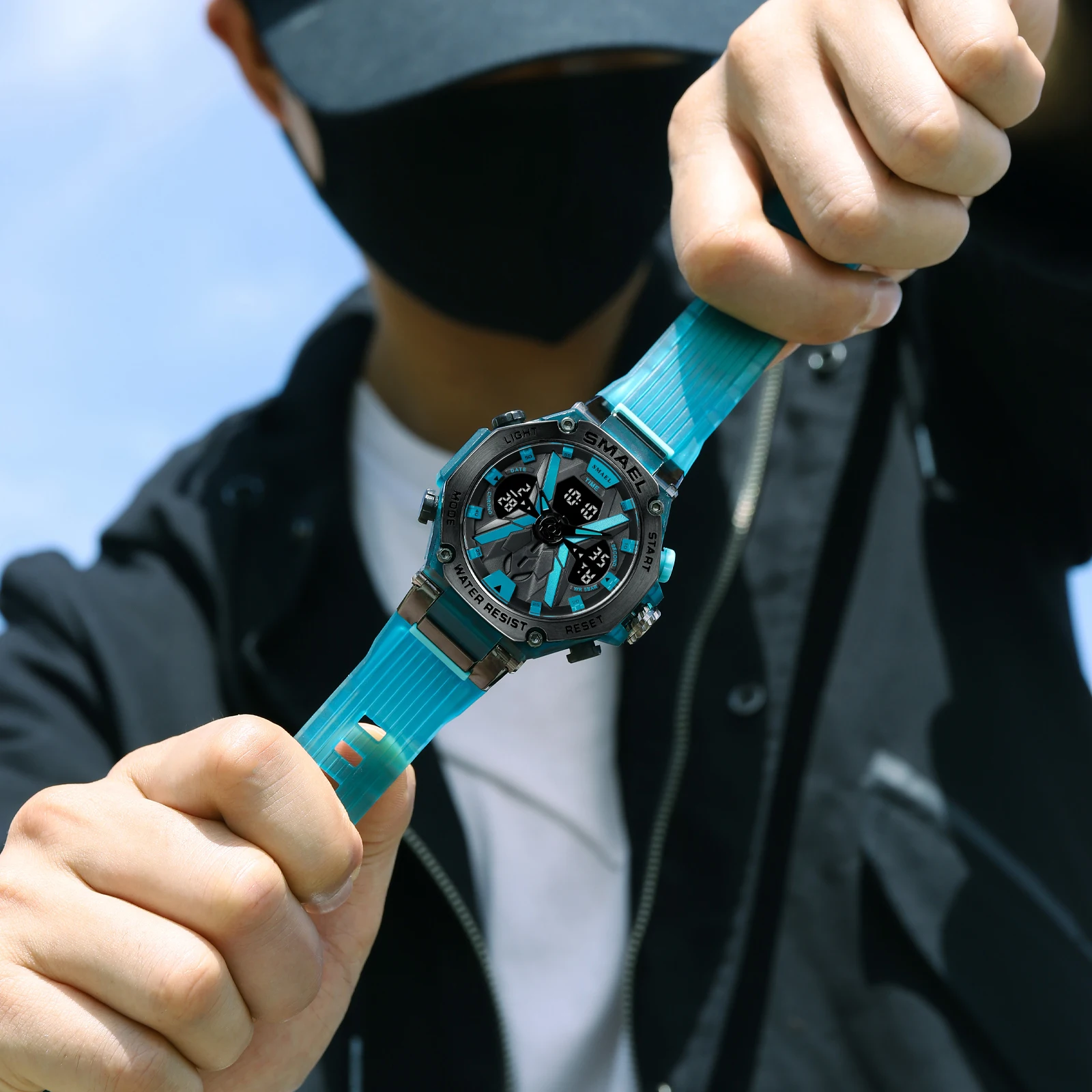 Sports Wristwatch Men Watches Quartz SMAEL Brand 50M Waterproof Wristwatch Time Alarm Clock 8087 Sport Watch Military Army