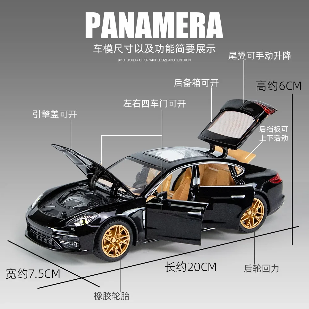 1:24 Porsche Panamera Alloy Car Model Simulation Sound And Light Pull Back Toy Car Metal Sports Car Boys Collection Gift C288 4