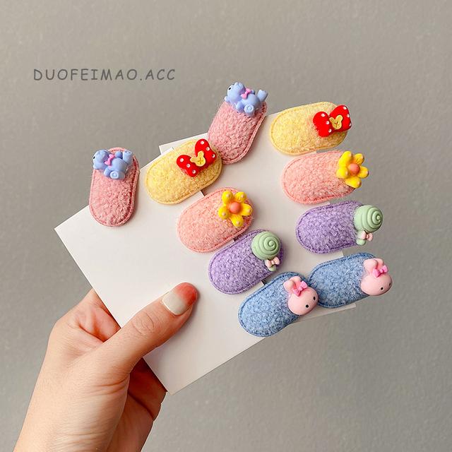 Pcs/Set Baby Girls Cute Nylon Cartoon Flower Bow Ornament Hair Clips Children Sweet Barrettes Hairpins Kids Hair Accessories