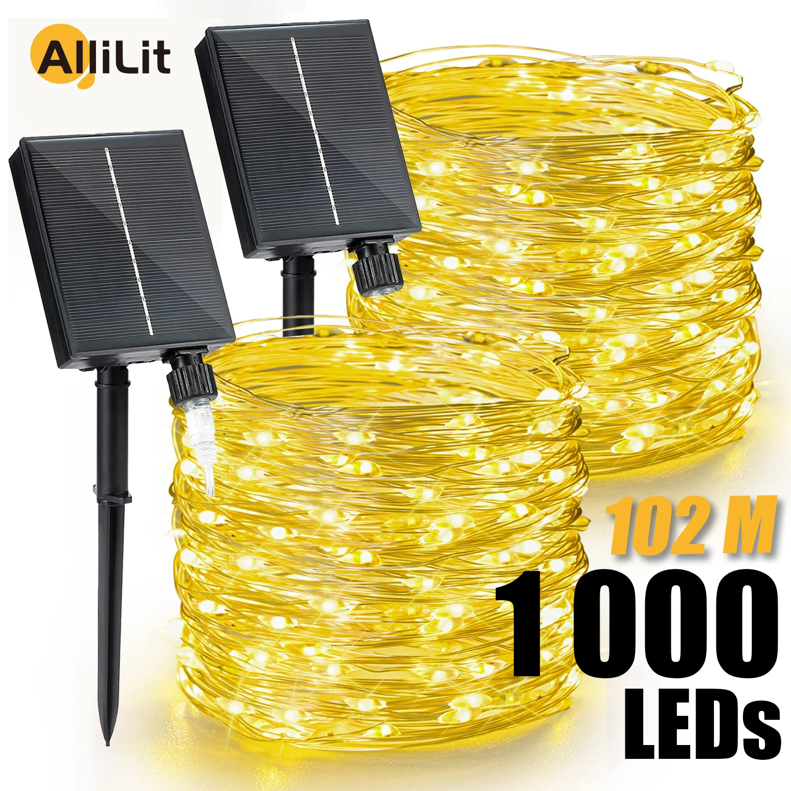 태양열 요정 조명, 야외 정원 조명, 8 가지 모드, 방수 스트링 조명, 나무 파티, 크리스마스, 1000LED, 1-2 개