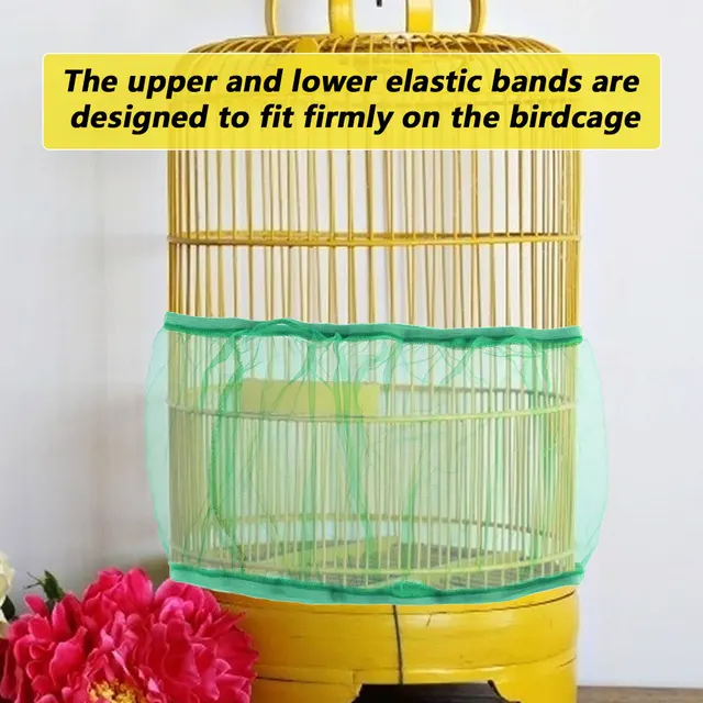 Mesh Bird Cage Cover Shell Skirt Net Stretchable Catcher Guard Bird Cage Mesh Parrot Bird Cage Net Fabric Mesh Bird Cage Cover 5