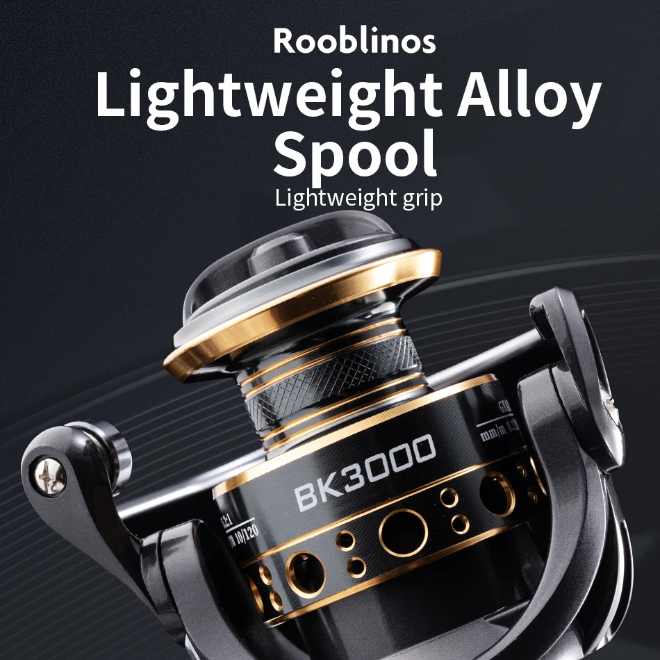 Rooblinos BK 스피닝 낚시 릴, 바닷물 담수 금속 스풀, 왼쪽 및 오른쪽 교체 가능, 송어 잉어 낚시 태클