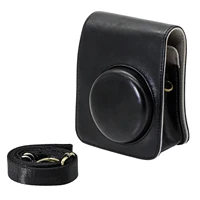 For Fujifilm Instax Mini 12 Case, Vintage PU Leather Protective Pouch with Wrist Strap, Scratchproof Cover for Instant Camera