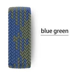 Braided Nylon Solo Loop Watch Strap Bracelet - 38 40 41mm - S (Blue and green)