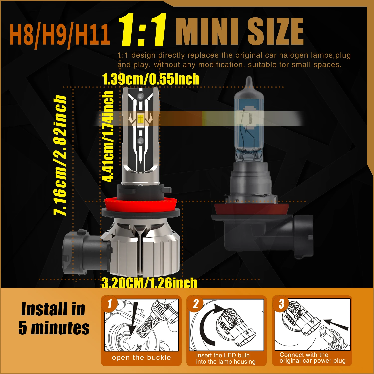 High Power H8 H9 H11 H16 Led Fog Light Bulbs Super Bright No Adapter Required Car Turbo Diode Lamp White Moto Headlight 12v 2pcs led headlight led lamp bulb