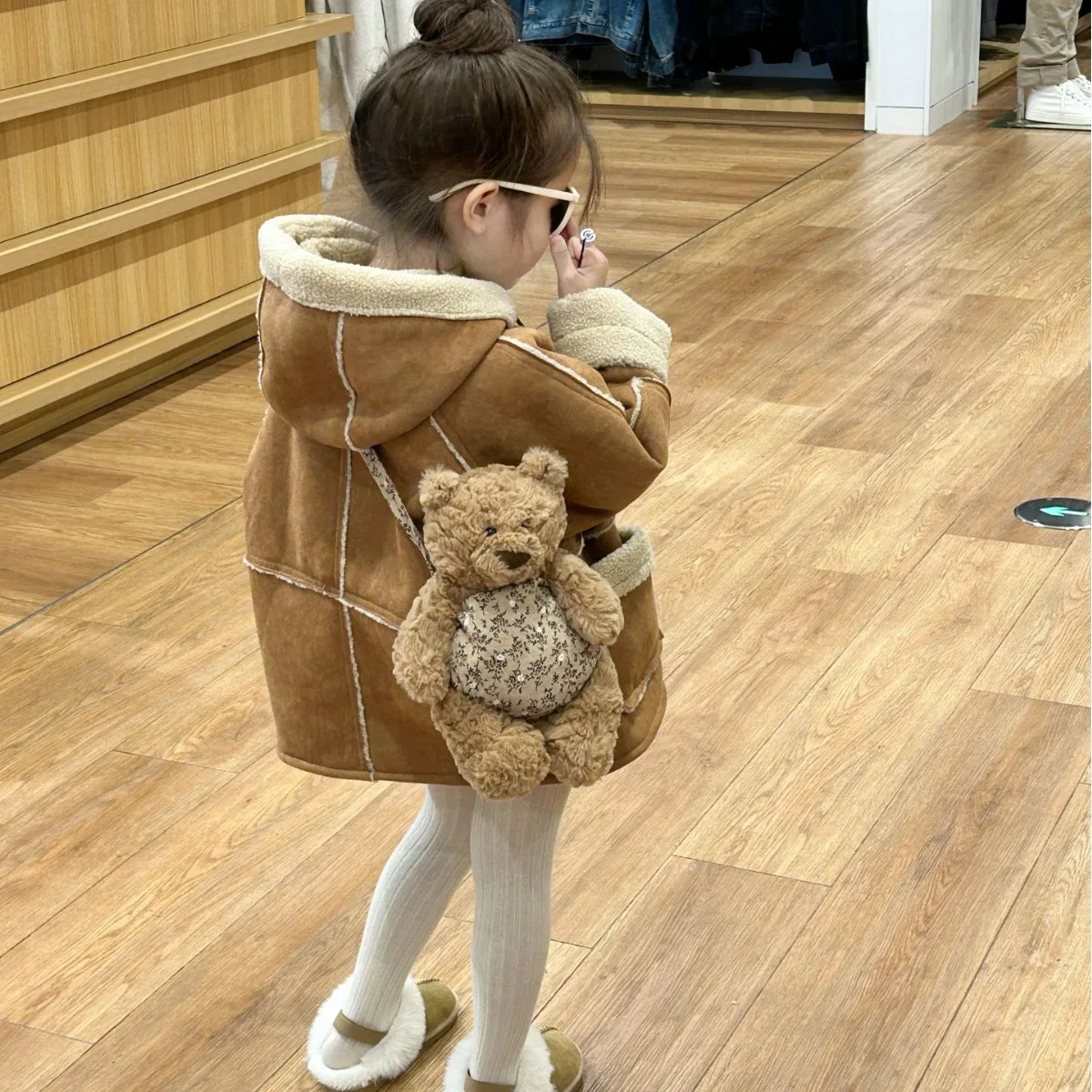 

2023 Winter New Children's Wear Girls' Inner Lining Lamb Wool Coat Coats Denim Jacket Baby Girl Jacket Winter Coat