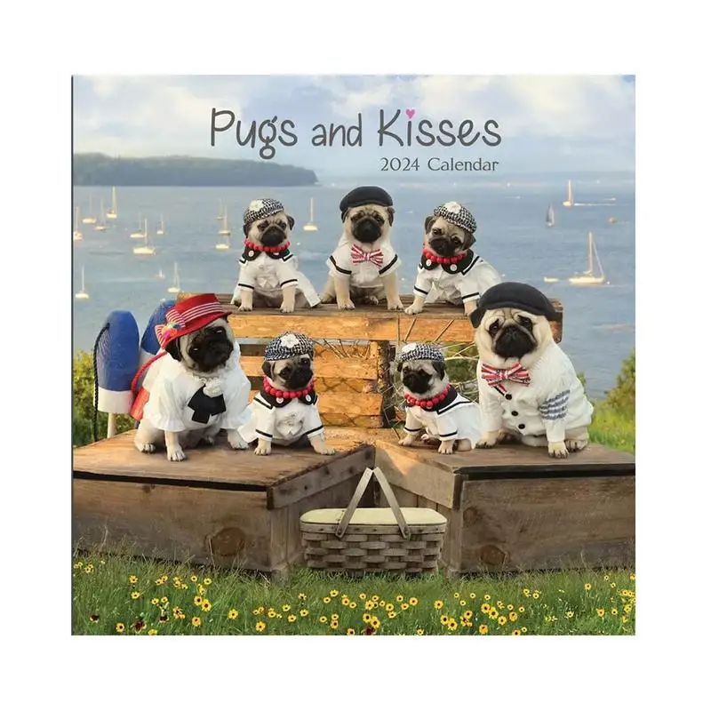 2024 Pug Wall Calendar Funny and humorous Pug Puppy Monthly Wall Calendar Family Daily Planner Hangable Wall Home Decoration 2022 wall calendar monthly planner agenda wall planner organizer note calendar home schedule decorations large magnetic calendar