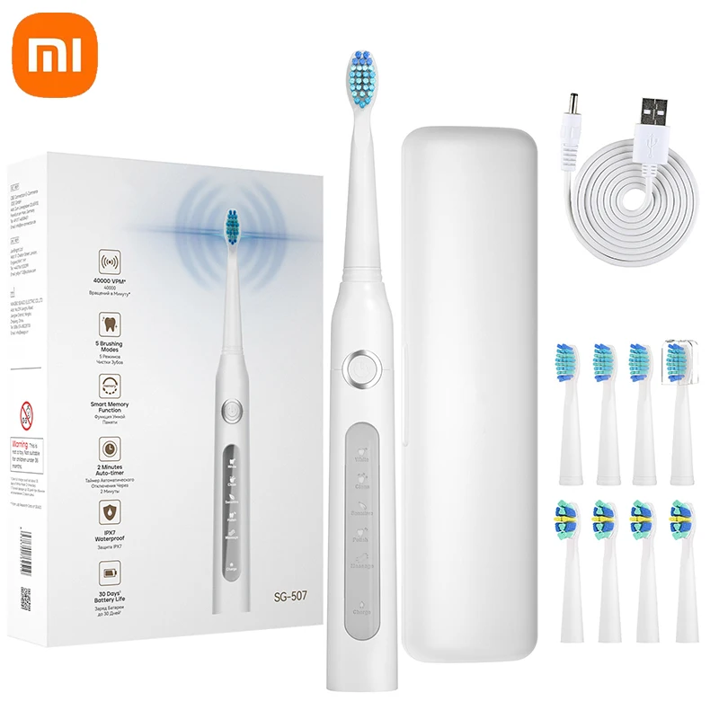 thumbnail image 1 of Cepillo de dientes eléctrico Xiaomi Sonic Choice Dental Care Limpieza profunda de dientes 360 días en espera 5 modos Temporizador de 2 minutos Portátil para viajes, 1 of 5