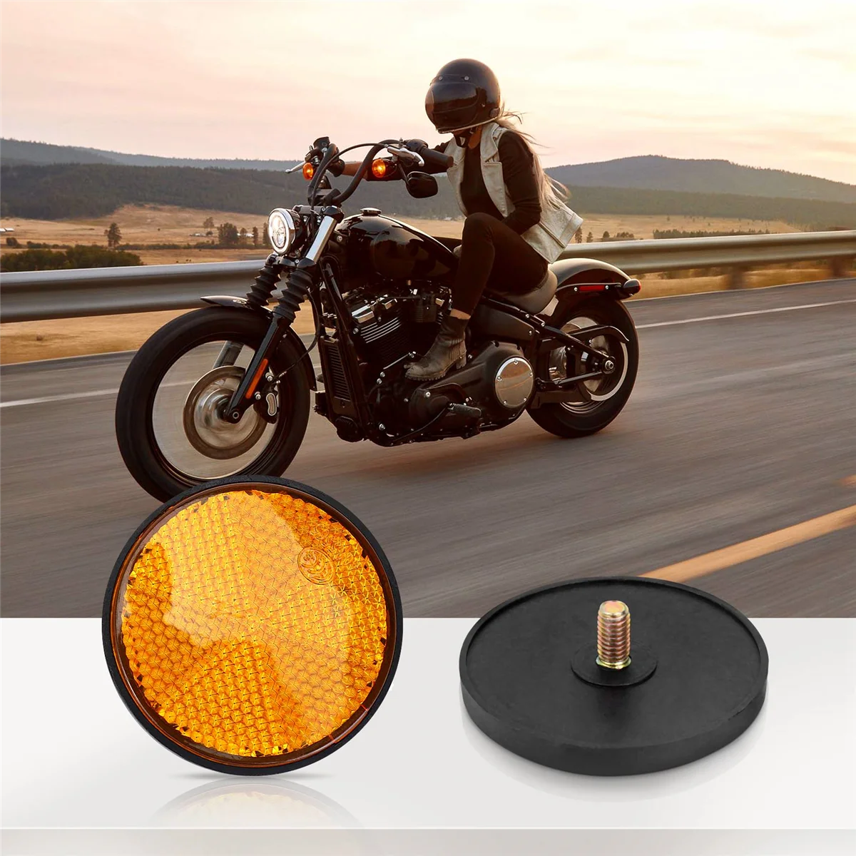 

2pcs 2" Round Orange Reflector Universal For Motorcycle ATV Dirt Bike