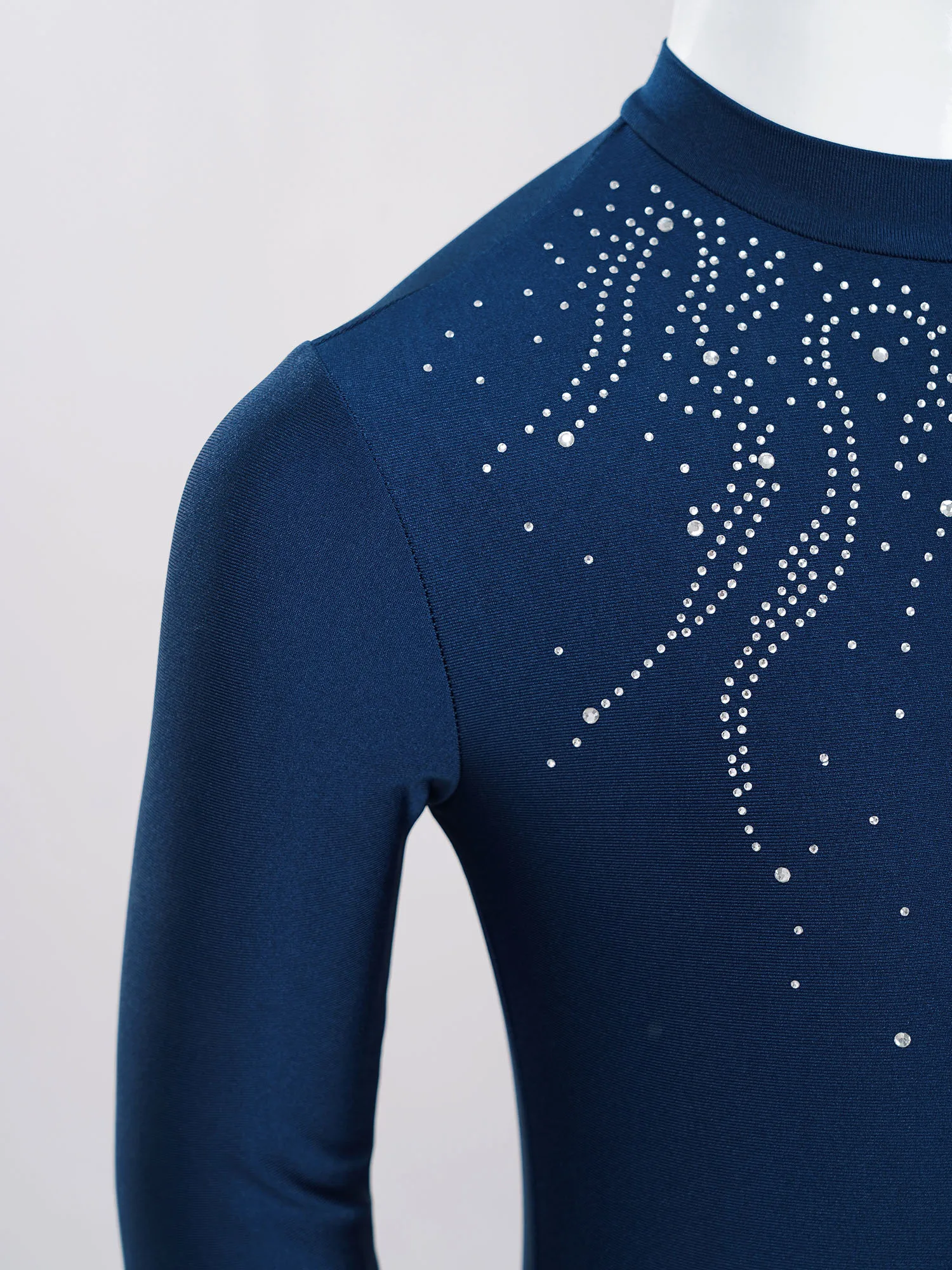 Kinder Mädchen Glänzende Strasssteine Gymnastik Overall Langarm Ballett Tanz Trikot für Eiskunstlauf Akrobatik Yoga Leistung – Detail 12