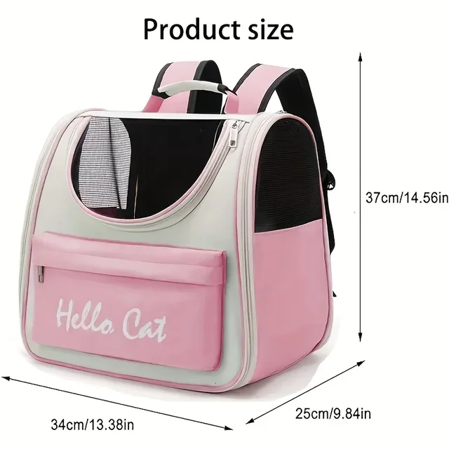 Large capacity collapsible pet backpack with zip closure, handle and mesh vent, perfect for cats and small dogs traveling 2