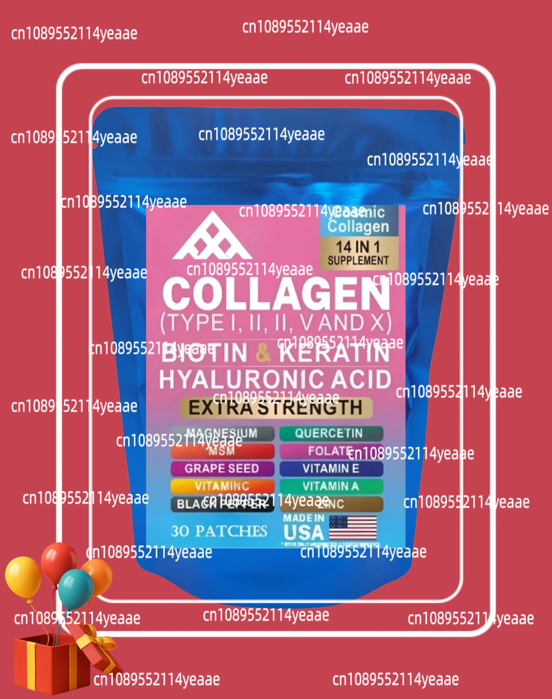 Collagen Transdermal Patches With Hyaluronic Acid, Vitamin C, Niacin - Support Skin, Hair, Nails & Joint 30 Patches