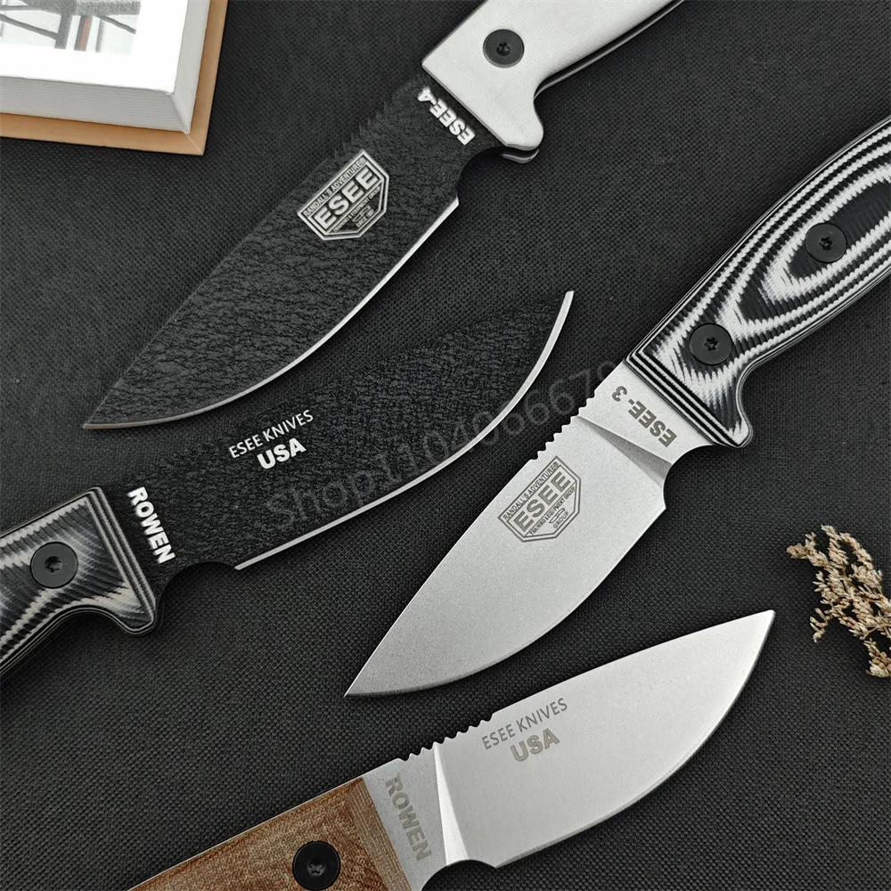 NEW ESEE -3 / 4 Fixed Blade Knife 9Cr18Mov Blade G10 + Hemp Handle Outdoor EDC Survival Camping Hiking Hunting Tools Gift 3