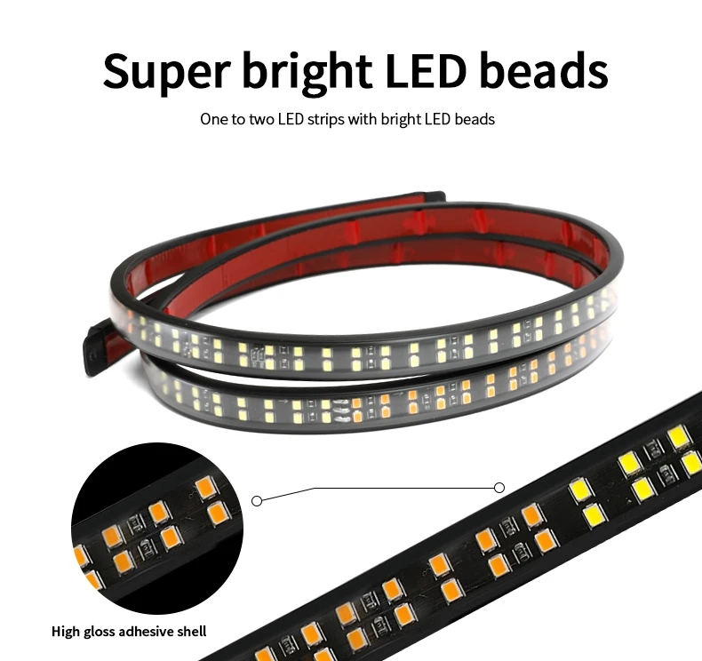 2Pcs Led Car Side Light Bar Signal Warning Lamp Emergency Strobe Light Pickup Taillight Truck Atmosphere Light 12-24V Waterproof