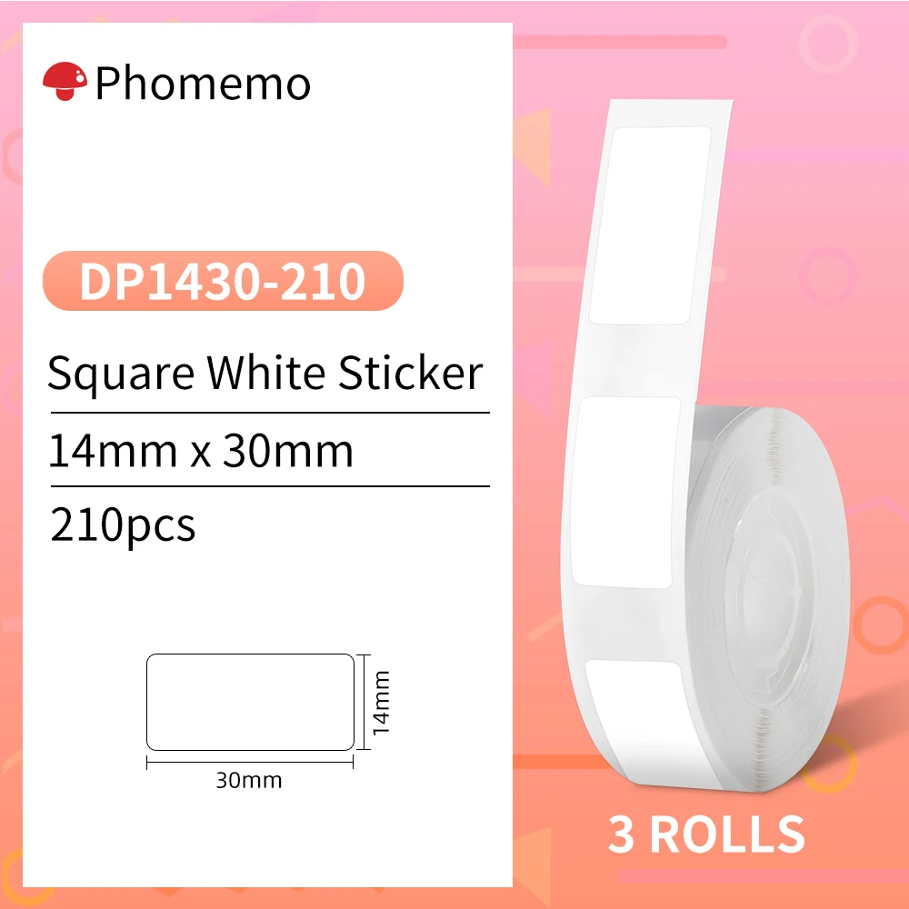 Белая прозрачная термоэтикетка Phomemo D30 бумажная наклейка без БФА для
