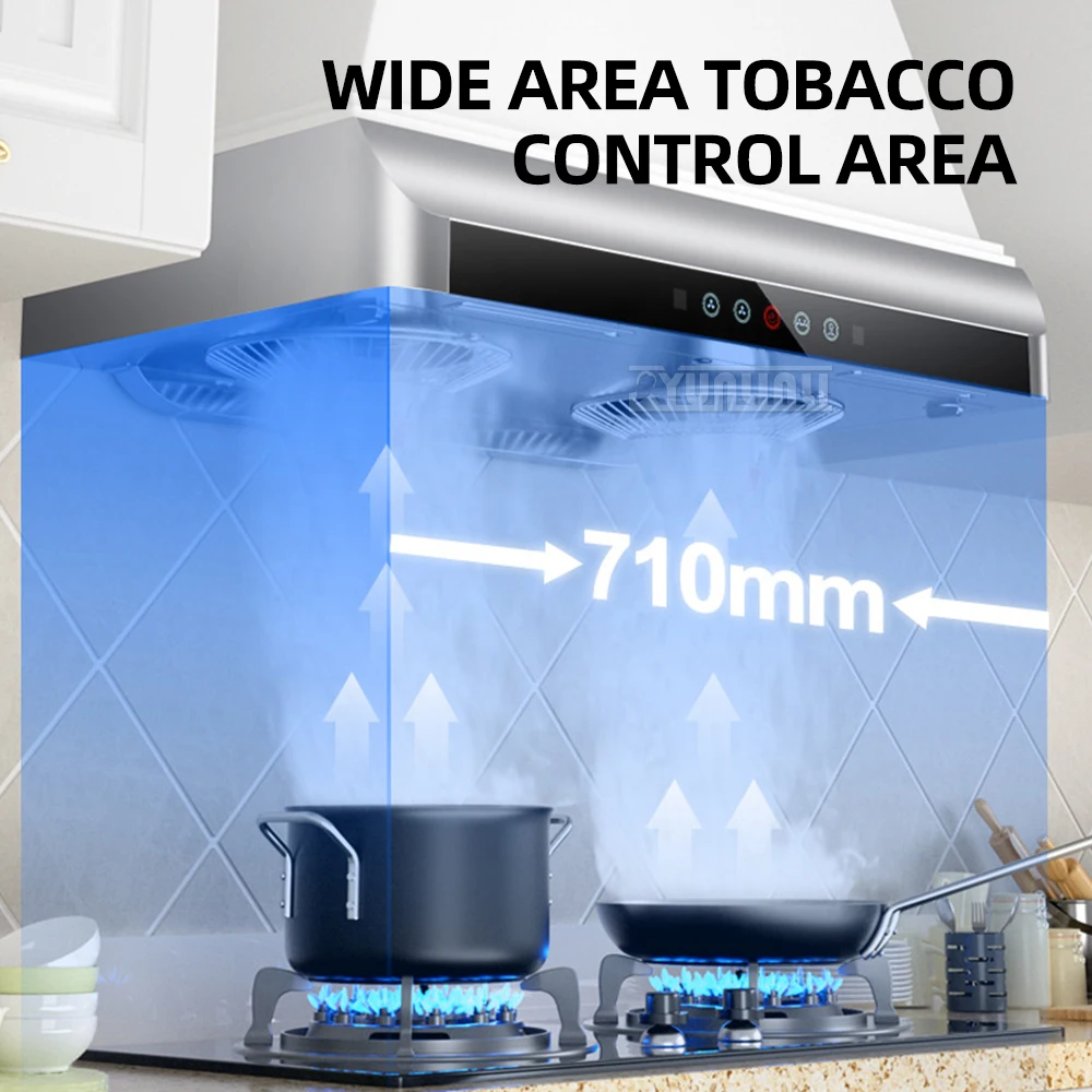 71CM Stainless Steel Range Hood Campana De Cocina Extractoras Touch Type High Suction Kitchen Dual Motor Fume Hood