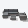 Outdoor Wicker Sectional Sofa Set 6-Piece All-Weather Conversation Furniture Set Grey Rattan Patio Sofas 2