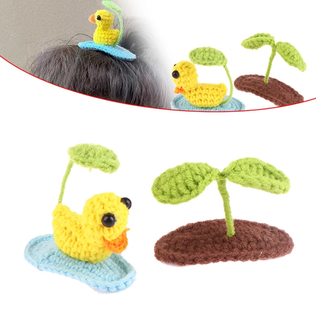 1Pc Knitting Cute Bean Sprouts Duck Crochet Hair Clip Animal Handmade Princess Girls Hairpins For Birthday Gift Party