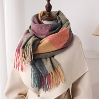 Luxury Fashion Rainbow Color Plaid Designer Winter Scarf Women Cashmere Shawl Outdoor Blanket Wrap Pashmina Tassel Warm Lady - Image 6