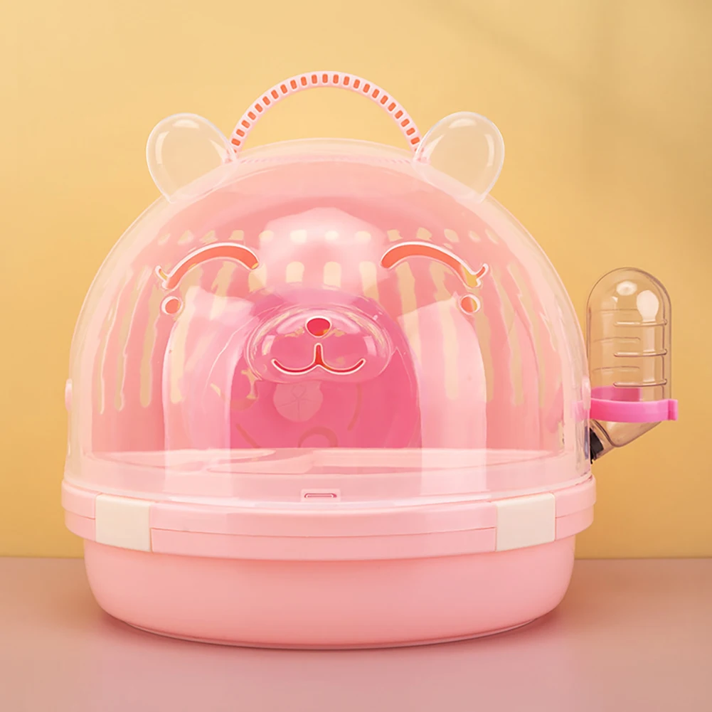 HamsterCageHamsterCarrierWithWaterBottleTransparentLidHandheldDesignSmallAnimal