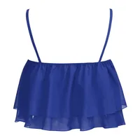 Sexy Sleeveless Pleated Ruffle Crop Tanks For Women Trendy Double Layer Chiffon Blouse T-shirt Crop Tanks For Women Plus Size - Image 6