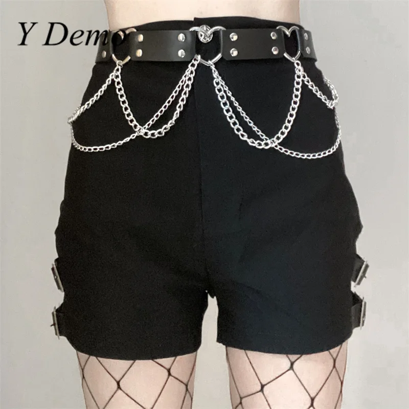 

Y Demo Punk Hiphop Waist Chains Belt Women Rock Heart Shaped Buckle Dress Belts Grunge Accessory