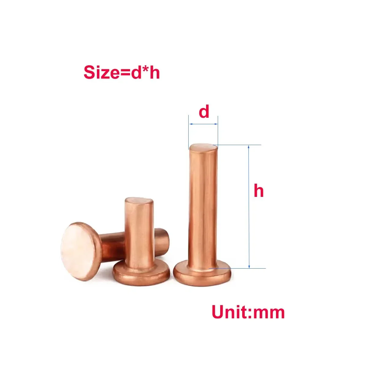 Strike Type Gb109 Flat Head Purple Copper Rivet/Solid Mortise Nail Flat Cap Copper Nail