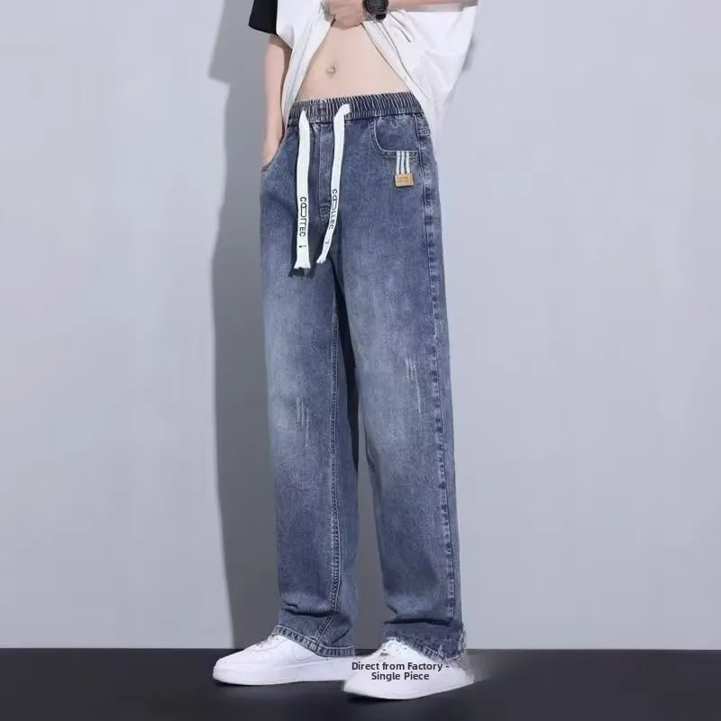 Teenage Boys Summer Slim Straight Jeans Thin Cotton Denim Casual Trousers for Junior And High School Students Fashionable And... - 4
