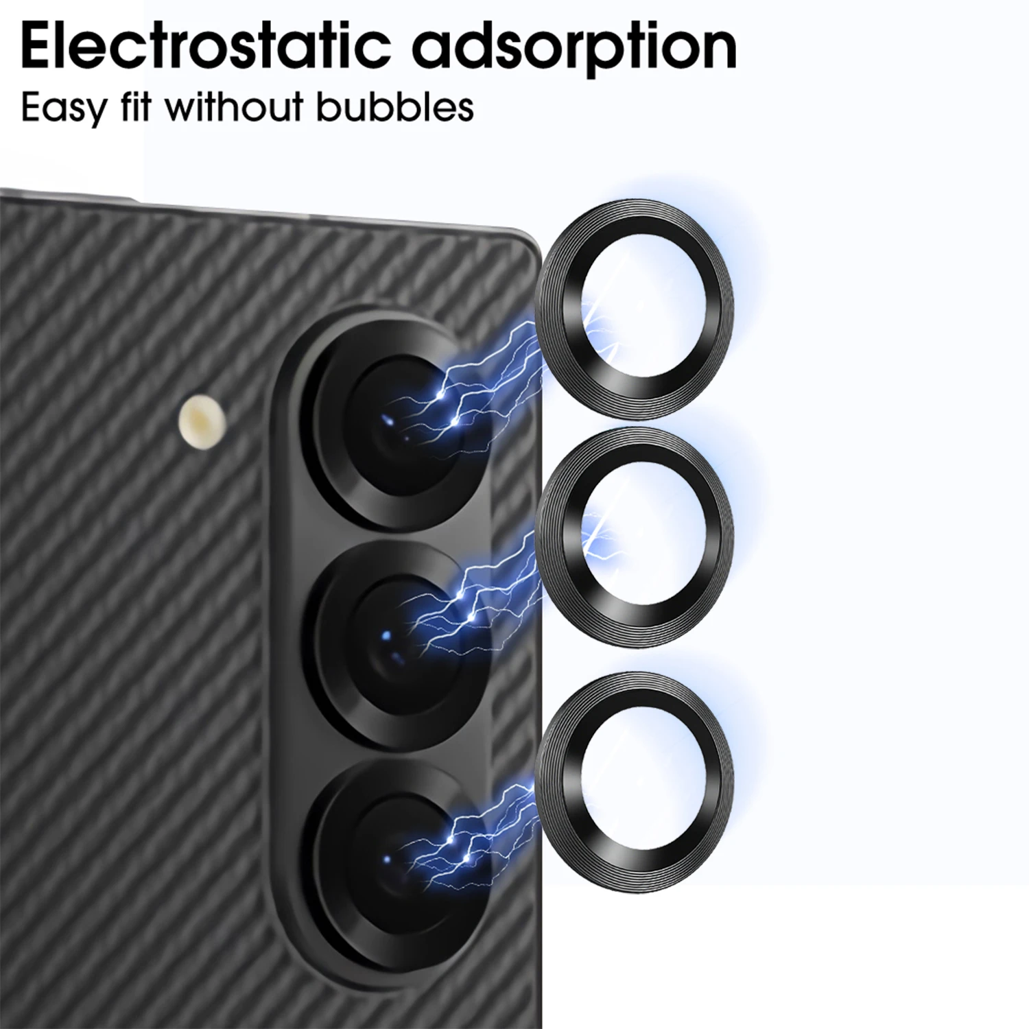 5-1Sets Alloy Metal Ring Glass Camera Lens Camera Lens Protector for Samsung Galaxy Z Fold 7 One-Step Installation Lens Cover
