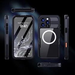 360 Degree Shock, Dust, and Snow Resistant IP68 Waterproof Phone Case - iPhone 16 (Black)