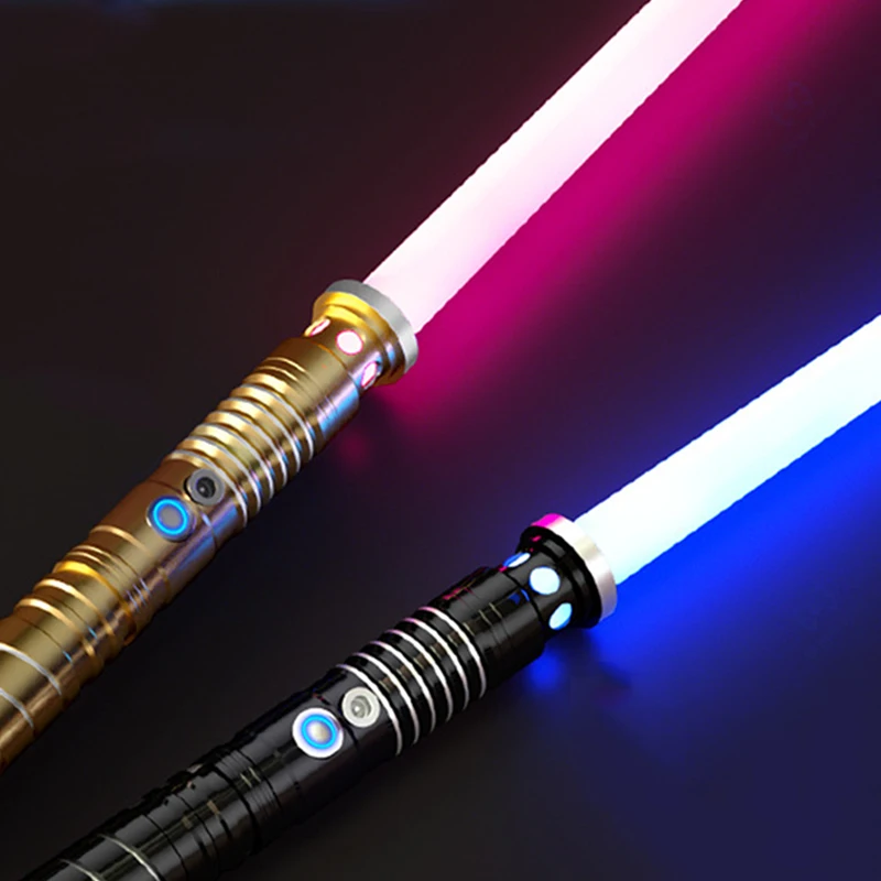 Miecz świetlny metalowe laserowy miecz zabawki światło RGB szabla 7 zmienia kolor czcionki dźwiękowe dla dzieci Force FX FOC Blaster zabawki Jedi laserowy miecz prezent