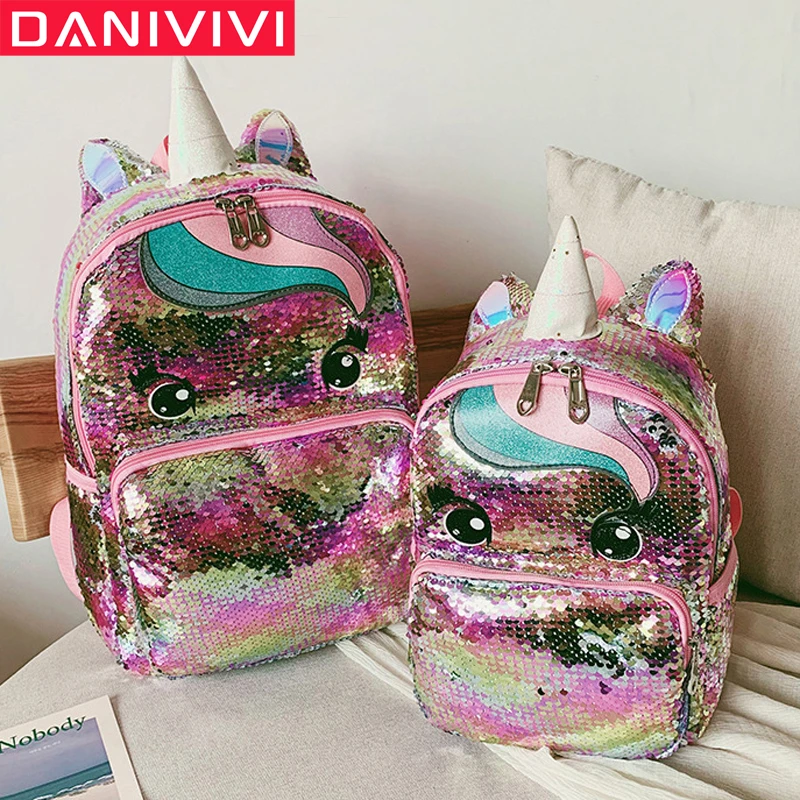 Mochila escolar Kawaii dibujos animados para niñas y niños, morral escolar de unicornio con lentejuelas, Mochila grande|Mochilas| - AliExpress