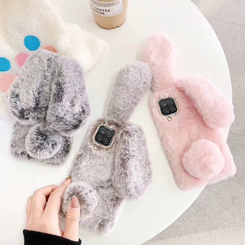 Soft Plush Furry Rabbit Bunny Warm Fur Phone Case Cover