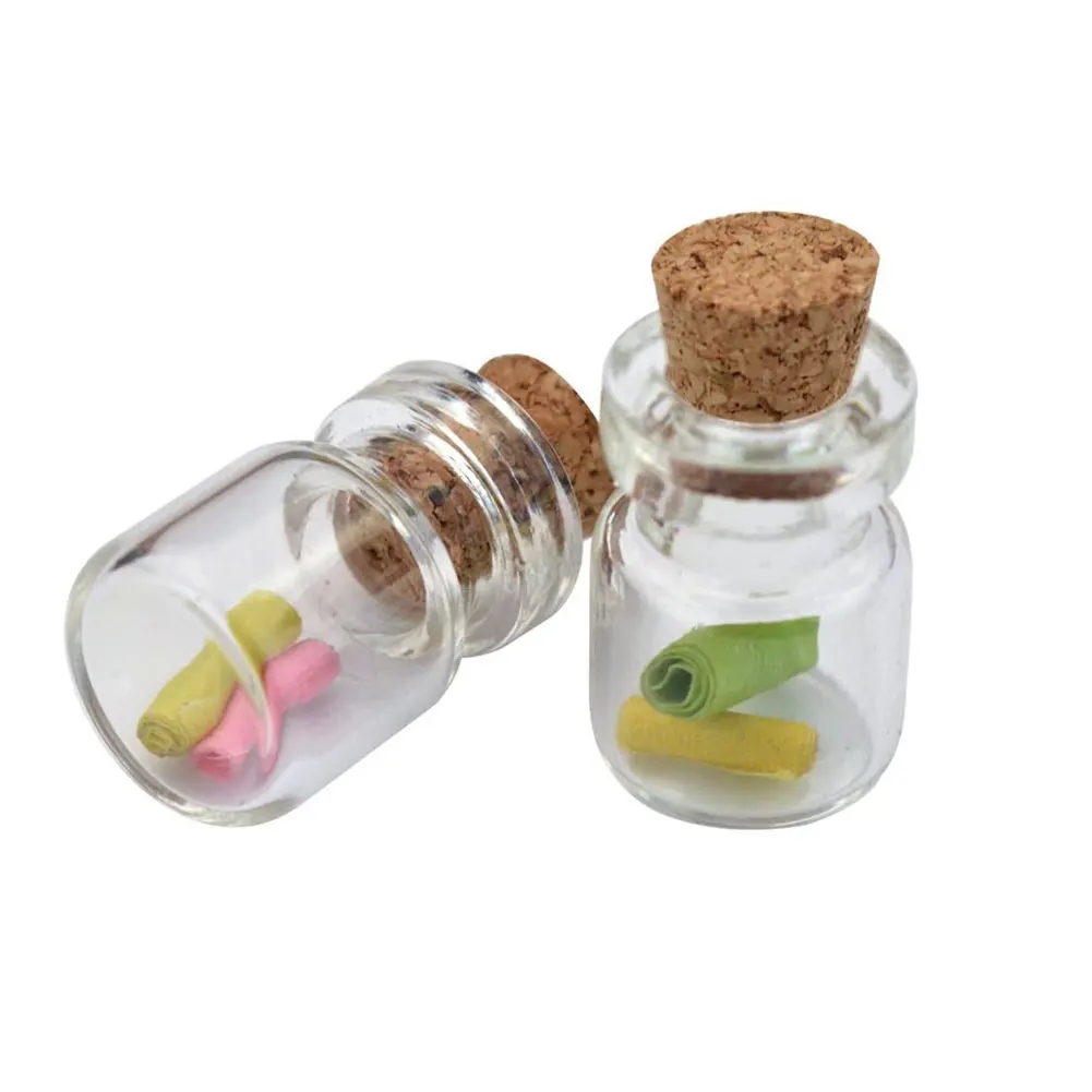 50pcs/a set Mini DIY Glass Bottle Exquisite Cork Drift Wishes Cute Jar Small Bottle 1ml 13*18mm