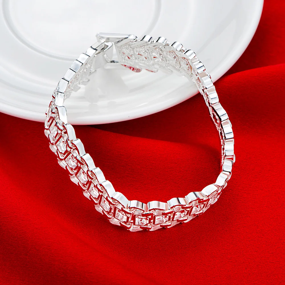 

Fine 12MM chain 925 Sterling silver Bracelet for men woman fashion charms jewelry Wedding party Christmas giftss