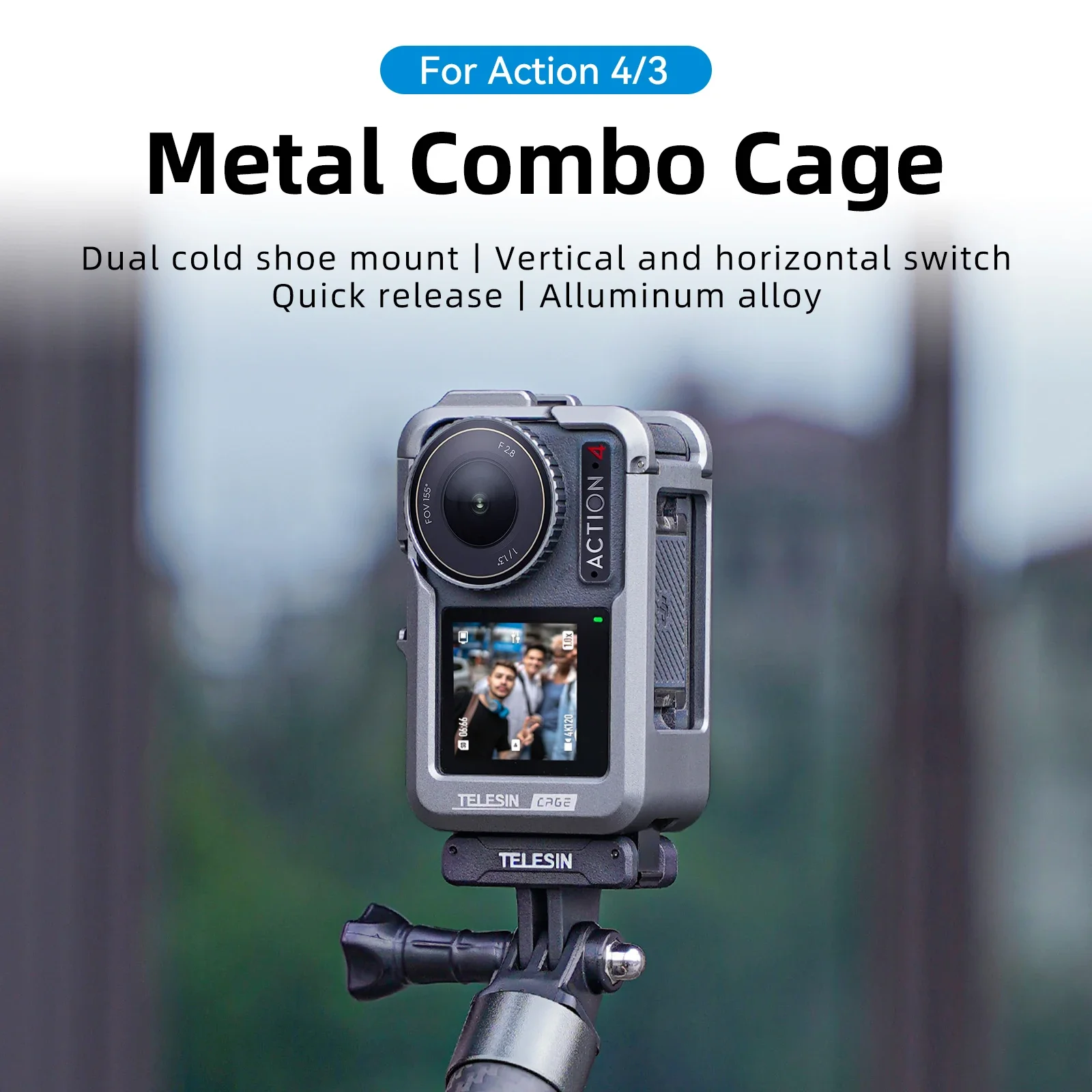 Aluminum Frame Protective Case for DJI Action 3/4 - Vertical Shooting & Shockpro