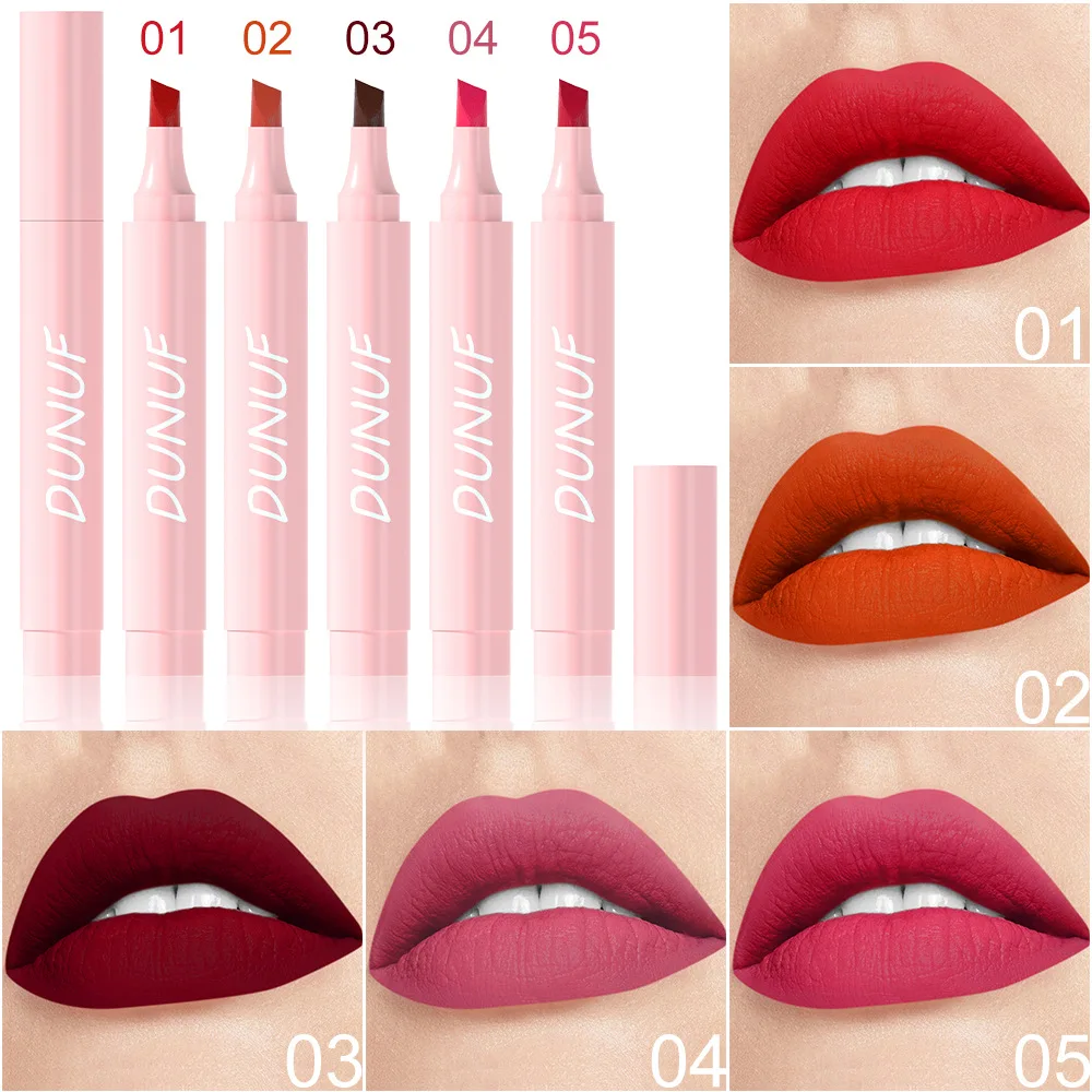 5 Colors Lipstick Pencil Matte Velvet Waterproof Long-lasting Non-stick Cup Lip Stick Sexy Rose Red Orange Lip Liner Makeup 2