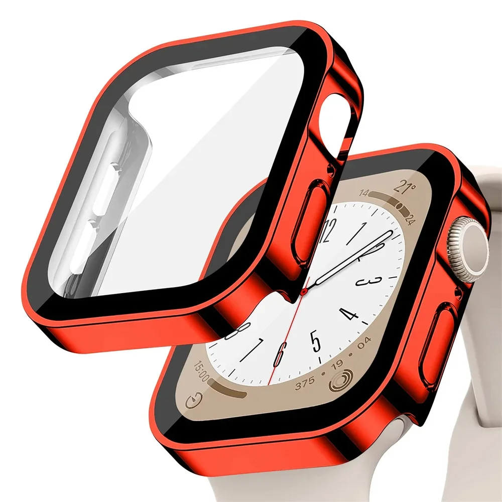thumbnail image 1 of Vidrio + cubierta para la serie de estuches de Apple Watch 8 7 6 5 4 se 44 mm 40 mm 41 mm 45 mm Protector de pantalla de borde recto Accesorios para Apple Watch, 1 of 5
