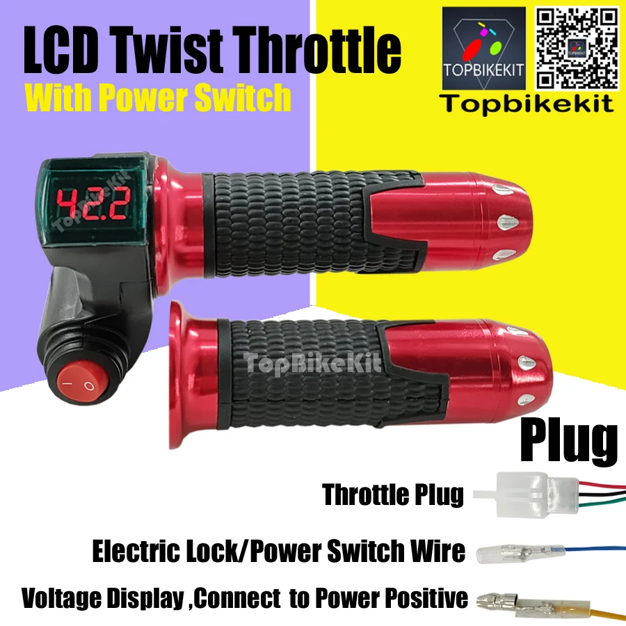 12v99v Twist Grips Throttle Handlebars Led Display With Power Switch