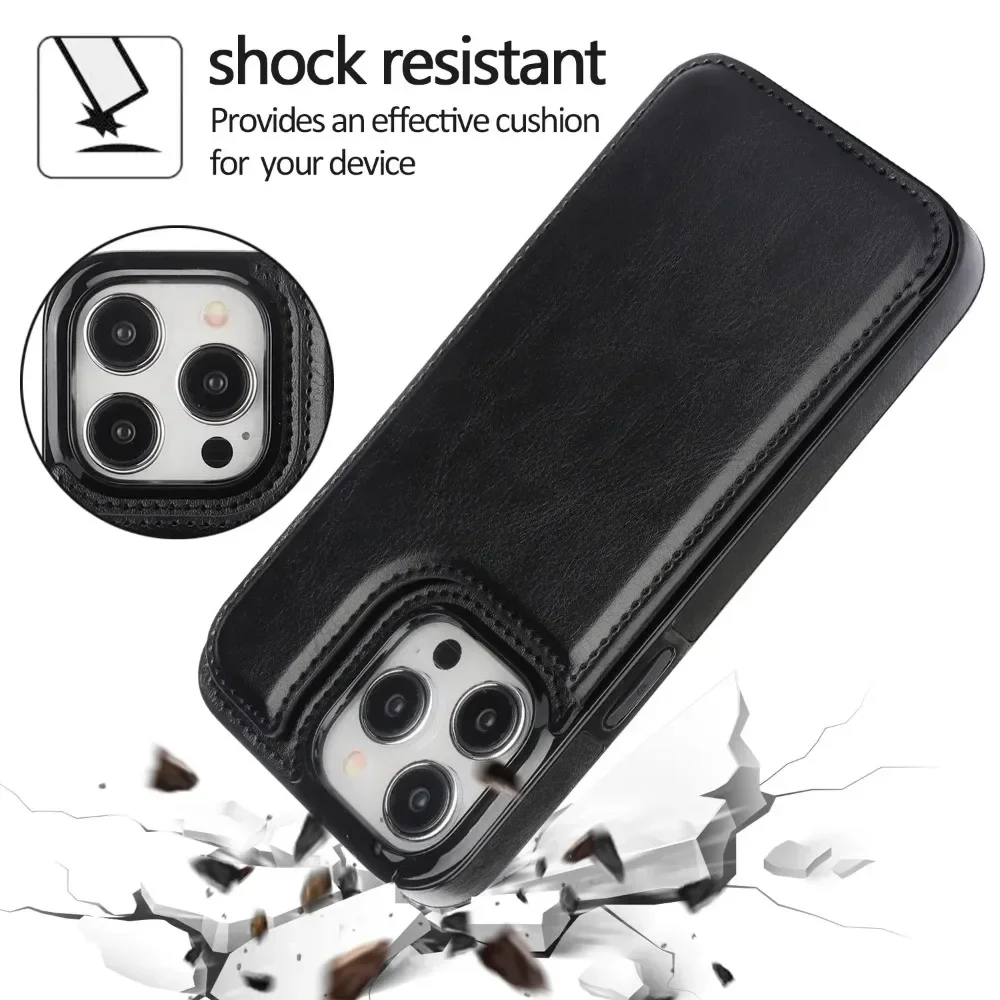 Luxury PU Leather Wallet Flip Phone Case with Card Slots Holder