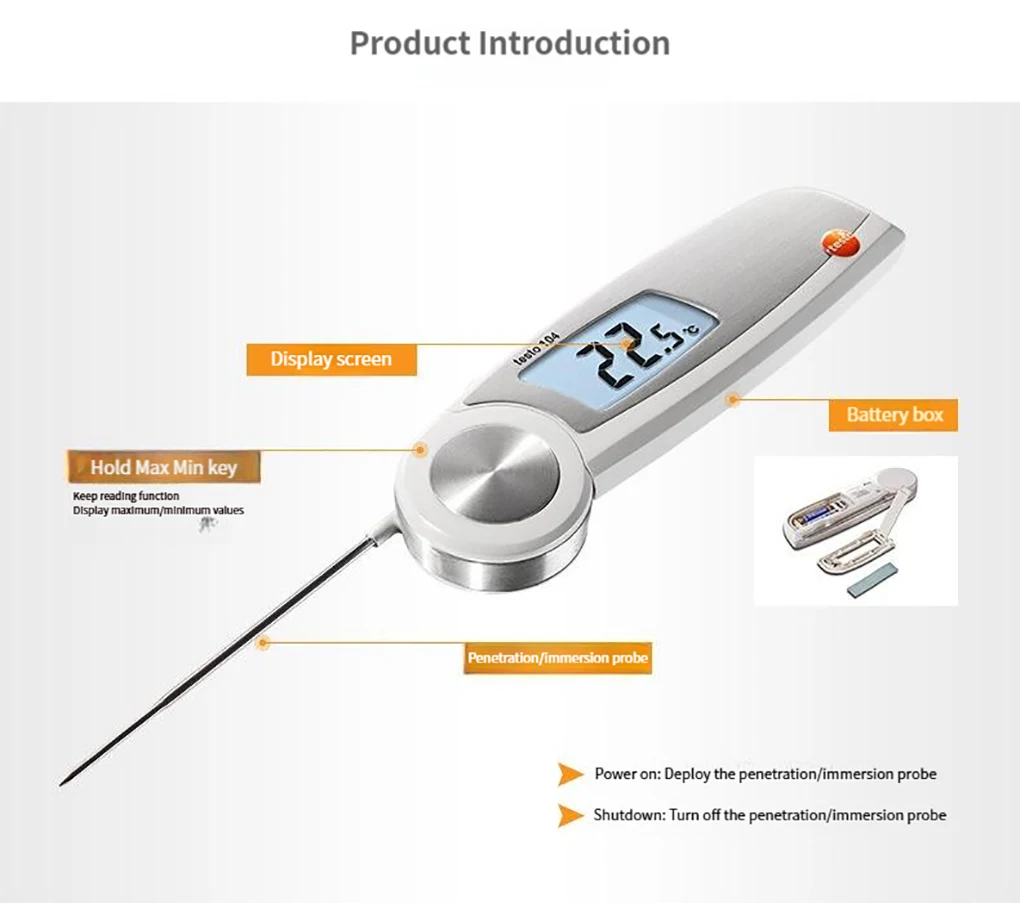 Testo 104 Folding Food Thermometer High Precision Waterproof Digital Thermometer