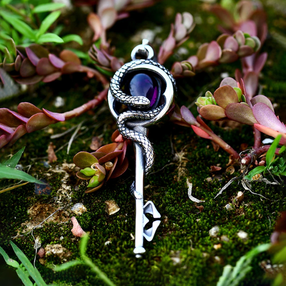 Punk Fashion Vintage Key Pendant Gothic Stainless Steel Snake Chain  Necklace Men's and Women's Unique Jewelry Gifts Wholesale