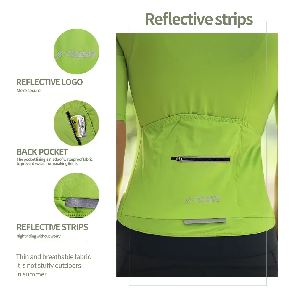 X-TIGER Women's Short-Sleeve Cycling Jersey Pro Elastic Anti-slip Bright Summer Bike Clothing Bicycle Jersey Breathable Shirt