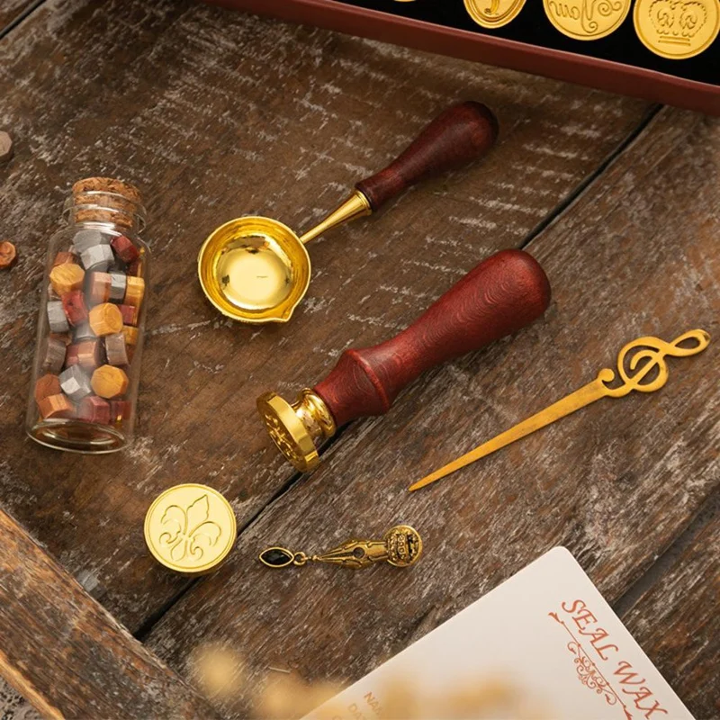 Wax Seal Stamp Set Lacquered Stamp Sealing Wax Kit DIY Craft Supplies Wedding Invitation Decorative Sealing Set