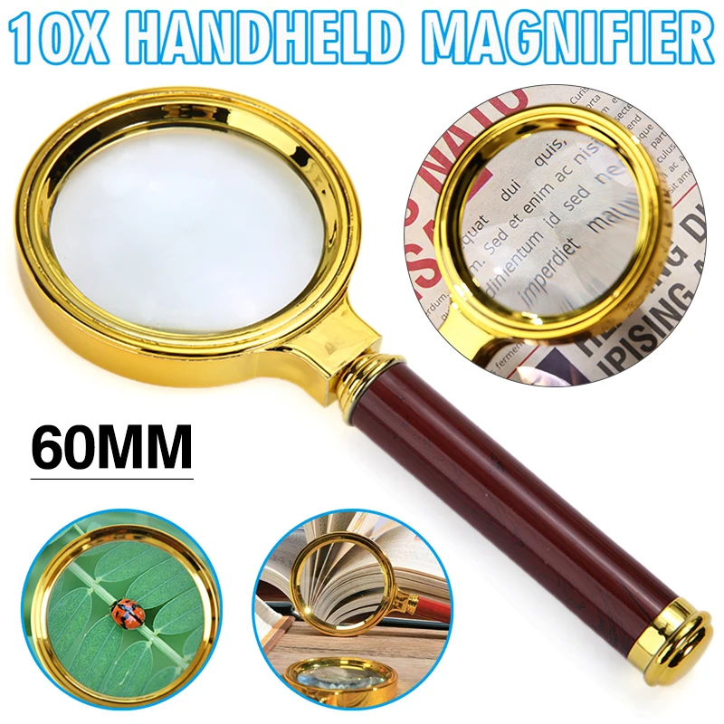 1pc 60mm 10X Portable Handheld Magnifier For Magnifying Jewelry Repairing Watch Reading High Clarity Magnifying Glass Loupe