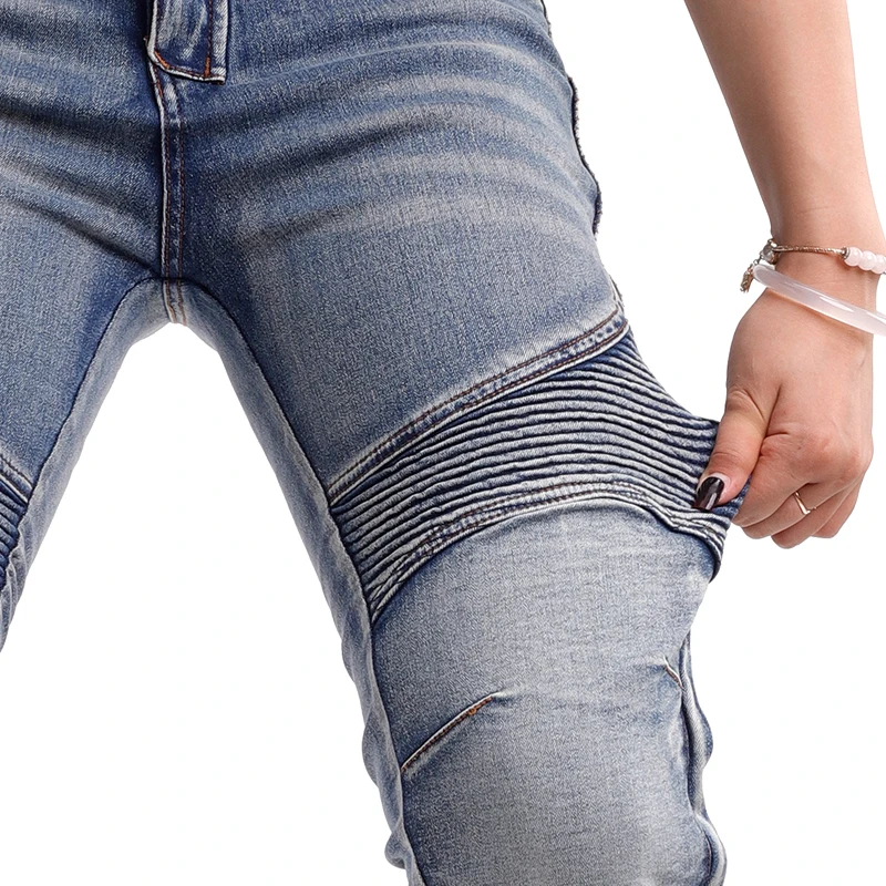 여성용 케블라 오토바이 청바지 방풍 내마모성 보호 바지 블루 오프로드 라이딩 바지 03